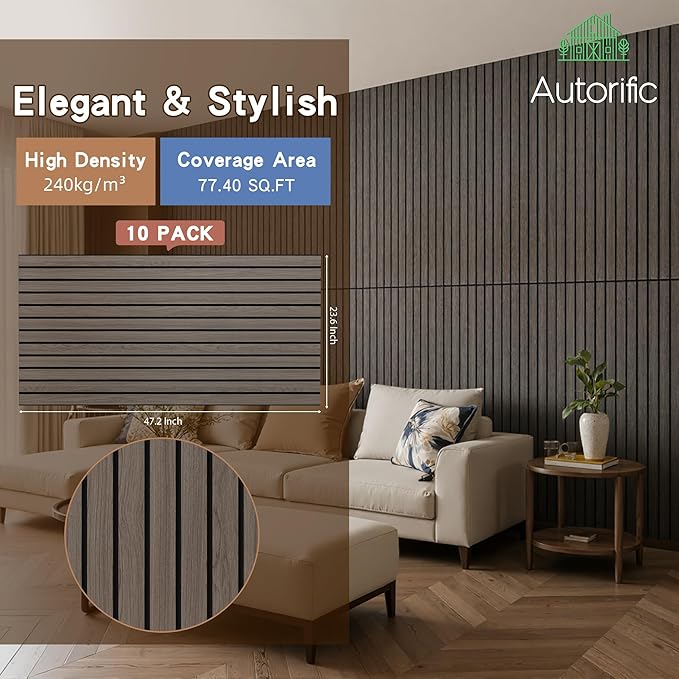 10 Pack Acoustic Panel, 47.2”x23.6” Acoustic Panels for Wall, Decorative Large Acoustic Panels with Wood Finish, for Office,Home Theater,Studio,Living Room, Walnut