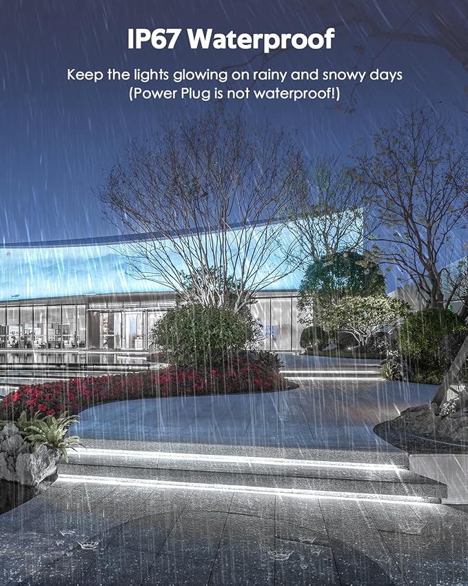 Outdoor COB LED Rope Lights Waterproof with Switch IP65 20FT/6M AC110V-120V LED Strip Light Daylight White 6000K 1728LED/6M Super Density Bright LED Tape Light Indoor for Garden Decor