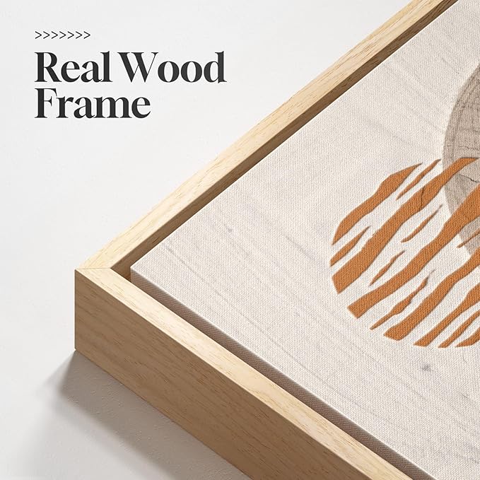 Neutral Framed Large Boho Canvas Wall Art, 3 Piece Bohemian Earth Tone Prints Paintings Artwork for Walls, Elegant Abstract Woman Face Pictures for Living Room, Bedroom, Office Wall Decor -16x24 Inch