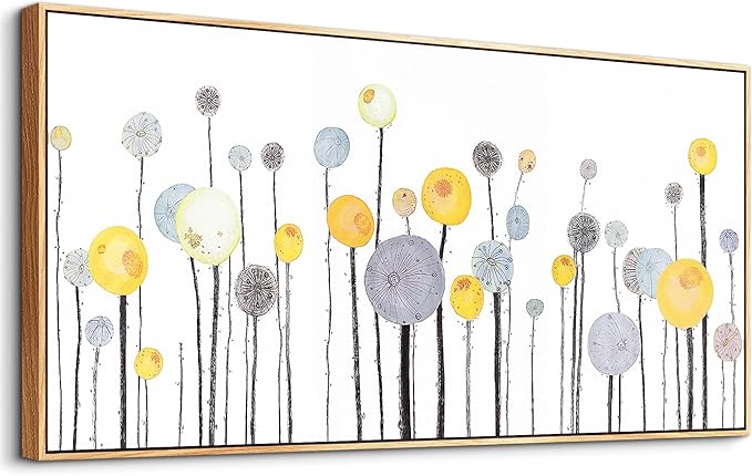 MHARTK66 Boho Watercolor Flower Wall Painting Canvas Wall Art For Living Room Wood Framed Wall Decor For Bedroom Office Decoration Abstract Pictures Artwork Ready To Hang Modern Home Decor