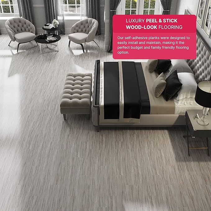 LUCiDA SURFACES Luxury Vinyl Flooring Tiles-Peel and Stick Floor Tile for DIY Installation-Sample Wood-Look Plank-Winter-Basecore-6 inch x 12 inch