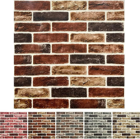 10-Pack 52 Sq.Ft 3D Wall Panels Peel and Stick 3D Faux Brick Wallpaper Peel and Stick Red Brown Faux Stone Wall Panel Foam Brick Self-Adhesive 3D Wallpaper