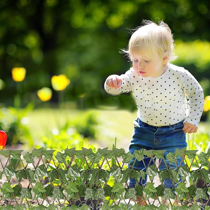 COHEALI Artificial Expandable Privacy Fence with Vivid Faux Green Leaves Wall Panel for Balcony Patio Garden Home Decoration Weather-Resistant Trellis Screen Protector