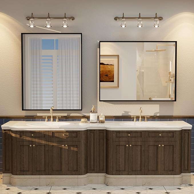 28x36 Inch Black Metal Framed Wall Mirror for Wall, Matte Black Rectangle Mirror, Bathroom Vanity Mirror with Square Corner, Anti-Rust (Horizontal/Vertical)