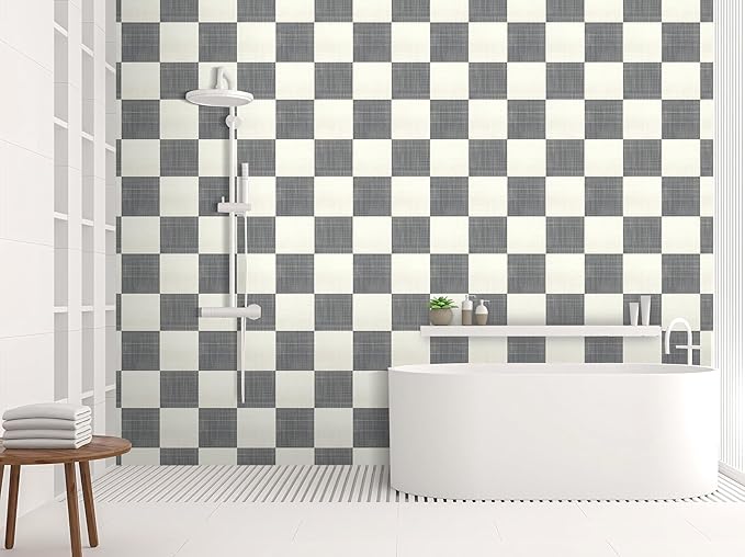 Buffalo Checkered Wallpaper – Modern Minimalist Black and White Plaid Peel and Stick Wallpaper, Self-Adhesive Vinyl for Home Decor, 17.7in x 236in