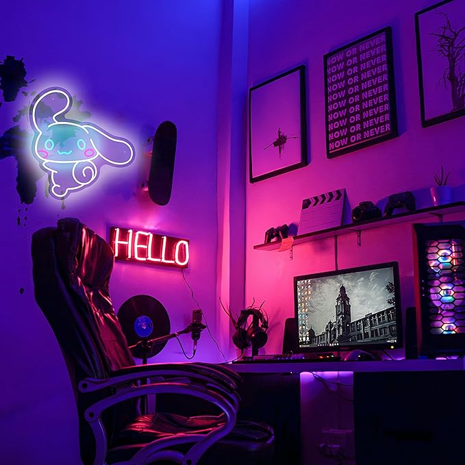 CinnamoRoll Neon Sign Anime Neon Sign for Wall Decor Janpanese Neon Light for Bedroom Wall Decor Game Room Decor Livingroom Decor for Kids, Personalized Gifts for Girls