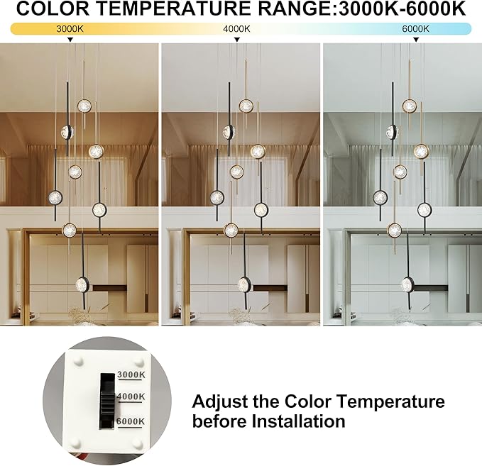 8-Light Chandelier,Crystal Globe Ball Bubble Chandelier with Special Black Gold pins.Black and Gold Chandelier for Spiral Staircase, Foyer, Entryway,High Ceiling (24W)