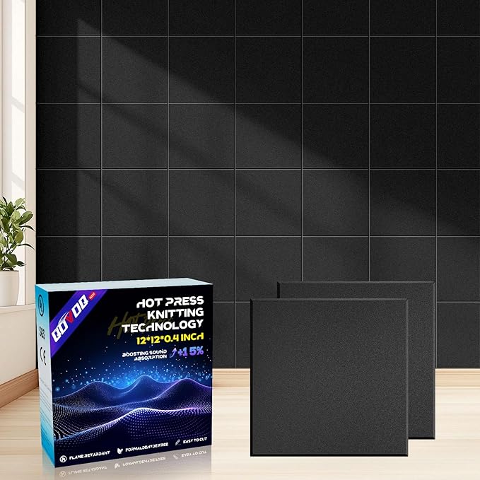 10 Pack Large Self-Adhesive Corkboard Wall Panels, 15.7 x 15.7 x 0.4 in Sound Proof Foam Panels for Walls, Cork Boards Alternative,Acoustic Panels, Sound Dampening Panels black