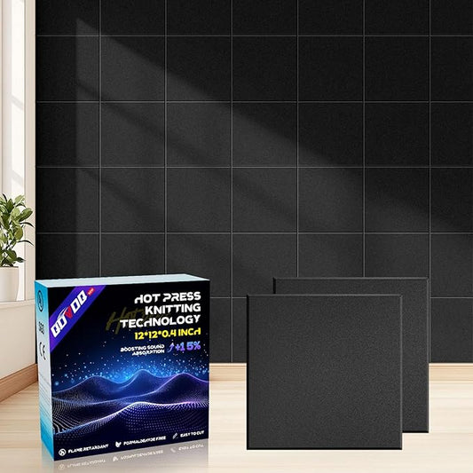 10 Pack Large Self-Adhesive Corkboard Wall Panels, 15.7 x 15.7 x 0.4 in Sound Proof Foam Panels for Walls, Cork Boards Alternative,Acoustic Panels, Sound Dampening Panels black