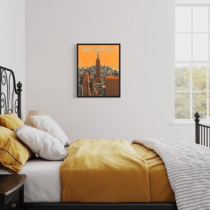 New York City Wall Art Poster Print, Vintage Retro Landscape Scenery Painting Artwork Travel Prints Decor Cityscape Landmarks Gallery 27 (New York City, 16 x 20 inches, Unframed)