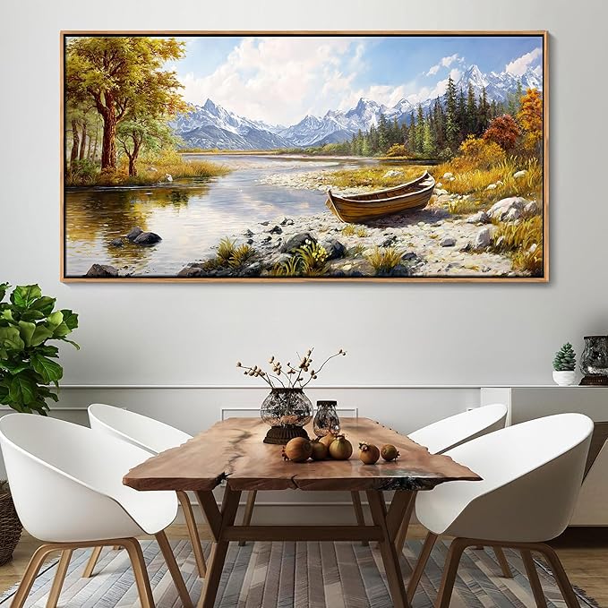 Mofutinpo Fall Mountain Landscape Wall Art - Nature Forest Canvas Art for Living Room, Bedroom & Dining Room - Framed Paintings for Wall Decor - Large Scenic Artwork for Home 29x58IN