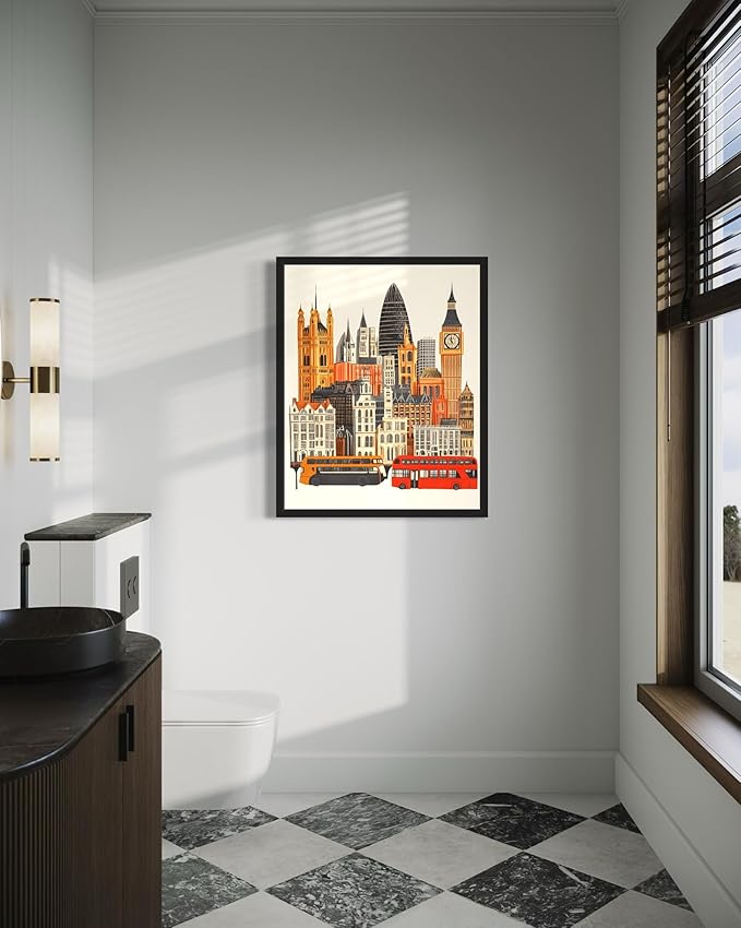 London United Kingdom Wall Art Poster Print, Vintage Retro Landscape Scenery Painting Artwork Travel Prints Decor Cityscape Landmarks Gallery 27 (London United Kingdom, 11 x 14 inches, Unframed)