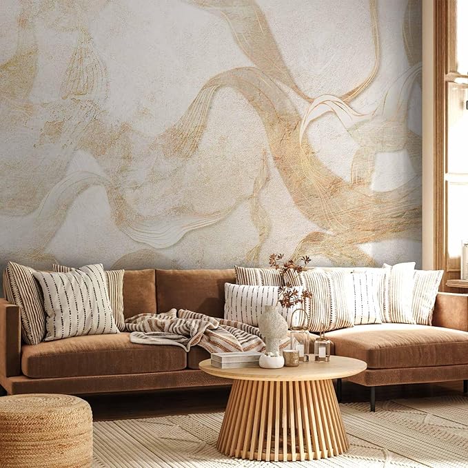 artgeist Wall Mural Faux Cement 135x101 in - Peel and Stick Self-Adhesive Wallpaper Removable Large Sticker Foil Wall Decor Print Design Mural Abstract Beige f-A-10118-a-a