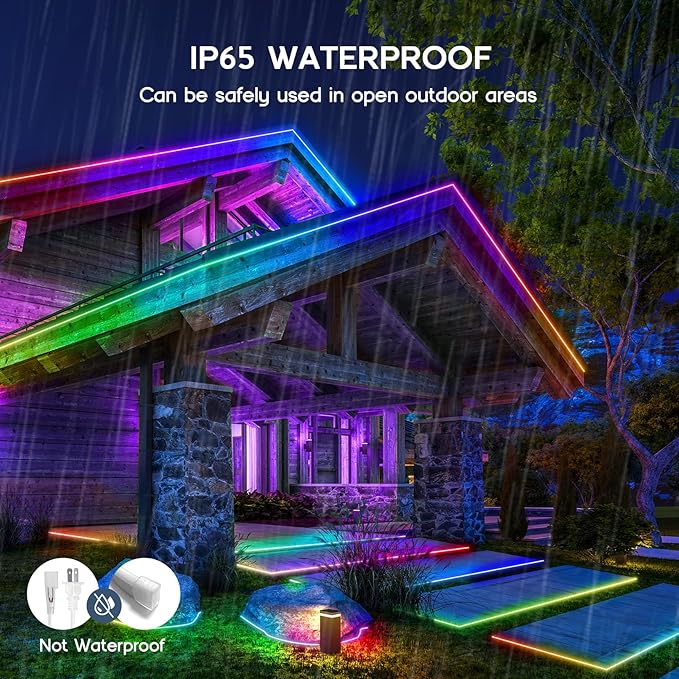 LED Neon Lights,IC+RGB 32.8FT Rope Lights Control with App/Remote,Multiple Modes,DIY Design,Outdoor IP65 Waterproof,24V Flexible LED Strip Lights for Bedroom,Gaming,Party Decoration