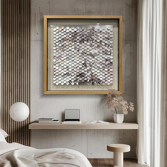 LIUZEYUE - Art Gallery - Handmade Original Wall Artworks - Solid Wood Frame, Metal Wall Decoration Painting 43.3"x43.3"