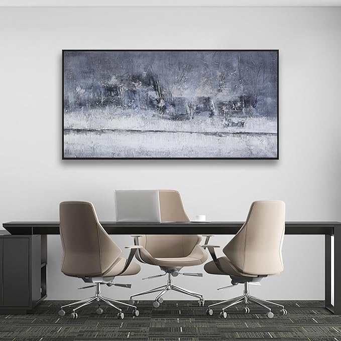 Abstract Wall Art Wall Decor Gray And White Blue Modern Canvas Art Print Abstract Artwork Framed Pictures For Living Room Bedroom Bathroom Office Home Decor Can Be Hung 20"X 40"