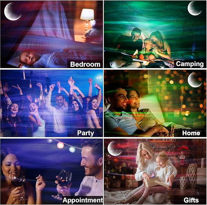 Aurora Star Light Projector with Moon, Galaxy Lights Projector with Remote Control, Night Sky Light Projector Built-in Bluetooth and Multi-Color Projection Lamp