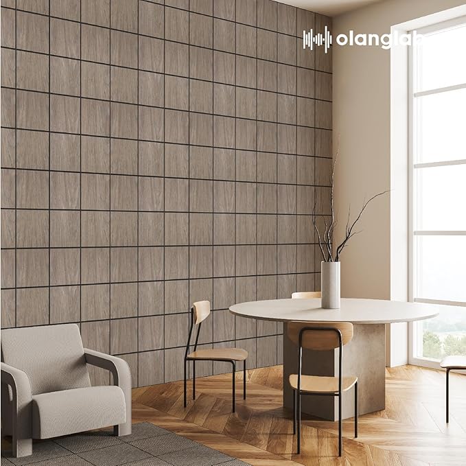 Olanglab Wood Veneer Wall Panels 6 Pack, 24‘’X48‘’ Sound Absorbing Panels for Noise Reduction, Checkered