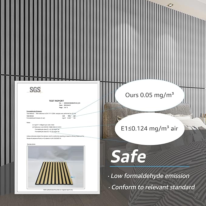 Art3d 2 Wood Slat Acoustic Panels for Wall and Ceiling - 3D Fluted Sound Absorbing Panel with Wood Finish - Silver