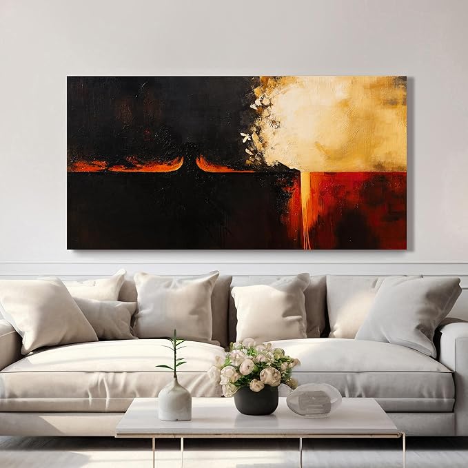 Canvas Wall Art Decor Large Wall Art Pictures For Living Room Black Red Vintage Wall Art Decor Abstract Art Work Decoration Modern Abstract Wall Art Prints For Bedroom Office Home Wall Decor 29" x 58"