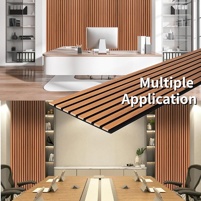 Art3dwallpanels Wood Slat Wall Panel, 108'' x 13'' Wood Panels for Wall 2 Pack 3D Soundproof Wall Panels, Large Acoustic Panels for Interior Ceiling and Wall Decor Noise Reduction,Red Oak