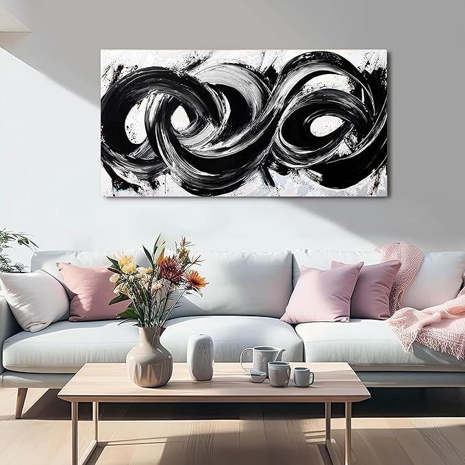 Canvas Wall Art Decor Wall Art Pictures for Living Room Artwork for Walls Abstract Black and White Wall Art Prints Abstract Canvas Art Wall Decorations Bedroom Home Aesthetic Wall Art Decor 20" X 40"