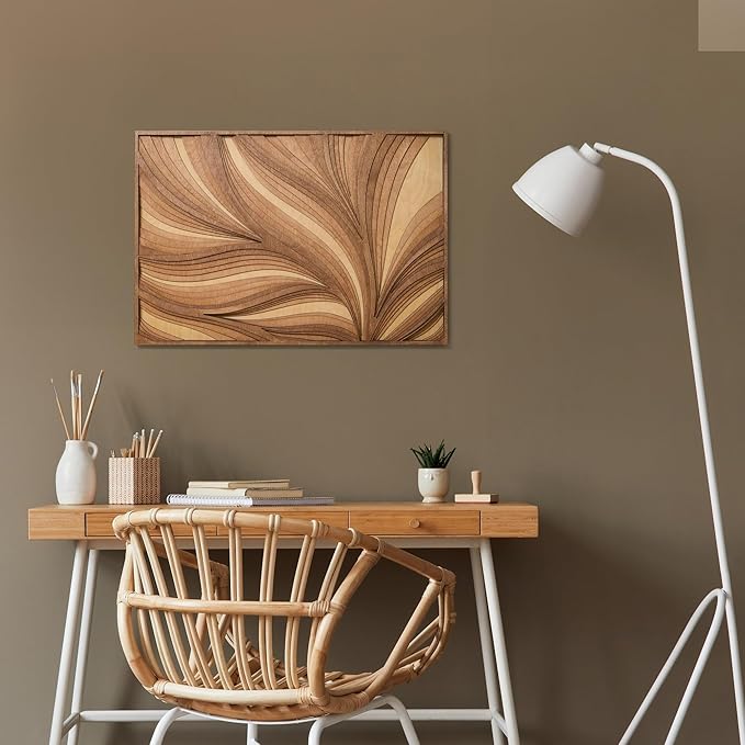 NEODECO Parametric Wood Verso, Award Winner-A'Design 2025, Wood Wall Art, 3D wood wall sculpture, Abstract wall decor, Acoustic wall panel (Small)