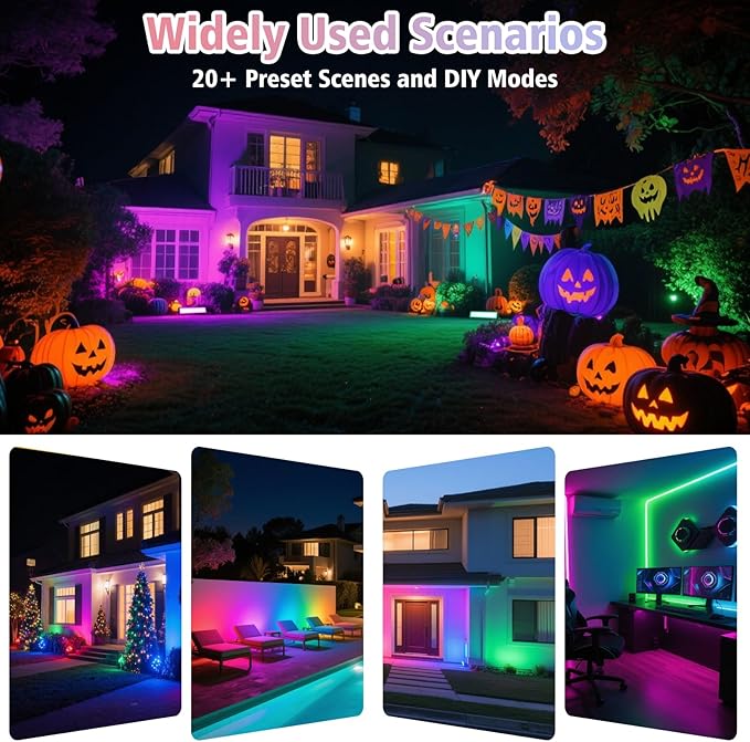 T-SUN 60W RGBCW LED Wall Washer Lights, Dimmable Waterproof Music Sync Light Bars with APP & Remote Control, Outdoor Wall Lamps for Party, Stage & House Decoration(2 Pack)