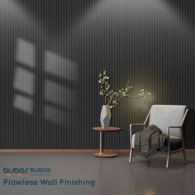 BUBOS 6 Pack Large Acoustic Panels,48x12Inch SoundProof Panels for Walls,Self Adhesive Acoustic Wall Panels,Decorative Sound Panels for Home Studio Office (Black 01)