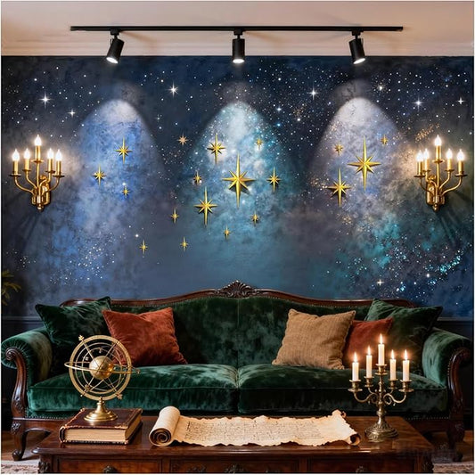 18 Pcs Mid Century Modern Decor,3D Star Art Wall Sculpture,Vintage Starburst Wall Decor,Star Hanging Sculptures Modern Celestial Home Decor,Retro Decor for Living Room Bedroom Front Door Home (18 Pcs)