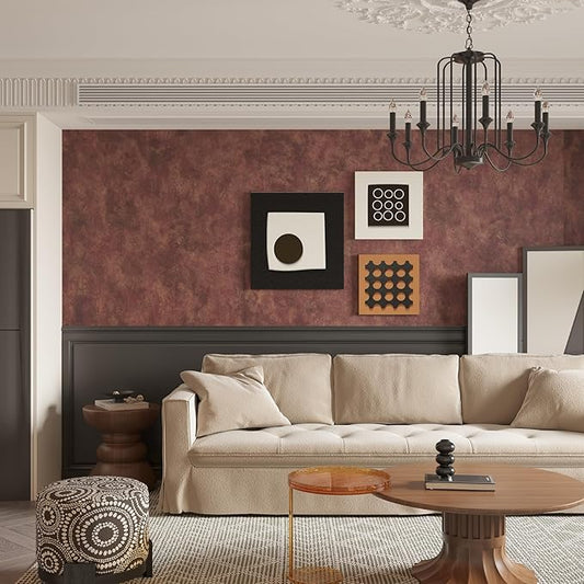 JSEVEM 31"×591" Large Size Extra Wide Thick Luxury Red Gold Rusty Concrete Wallpaper Peel and Stick Gorgeous Metallic Concrete Contact Paper Vinyl Wrap Sticker for Bedroom Bathroom Living Room Walls