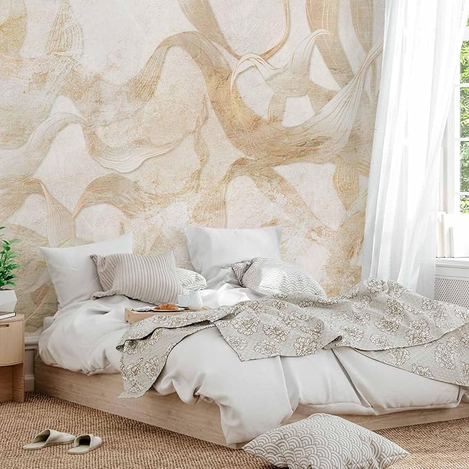 artgeist Wall Mural Faux Cement 116x83 in - Peel and Stick Self-Adhesive Wallpaper Removable Large Sticker Foil Wall Decor Print Design Mural Abstract Beige f-A-10118-a-a