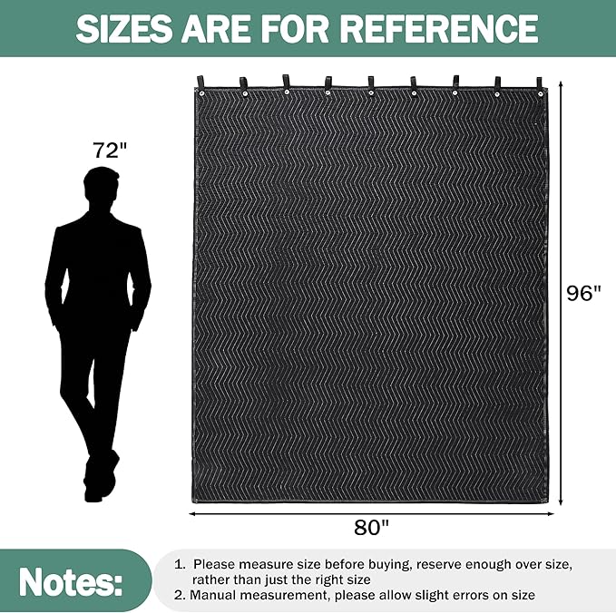 MABOZOO Studio Sound Blanket, Large Soundproof Blanket with Grommets, Heavy Duty Sound Dampening Noise Reducing Divider for Workshop, Basement, Laundry, Acoustic (Black, 96x80'')