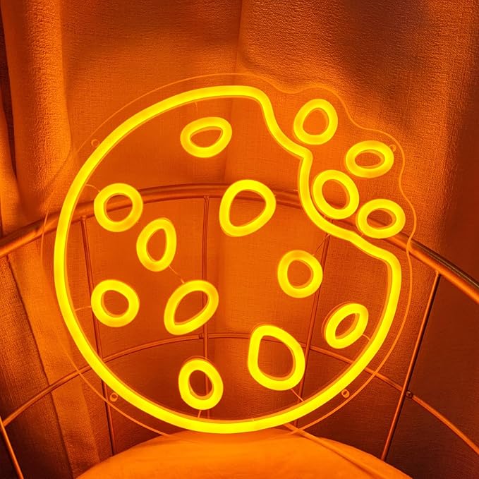 Neon LED Cookie Sign for Wall Decor - 11.8" x 11.8" - Perfect for Shop, Restaurant, Home Kitchen