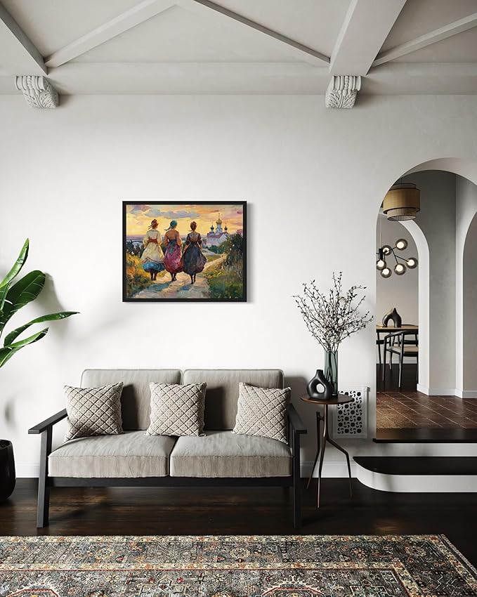 Russia Art Print Poster, Asia Oriental Countries Culture Wall Art Asian Paintings for Bedroom Bathroom Living Room Decor 97 (Russia, 11 x 14 inches, Black Frame)