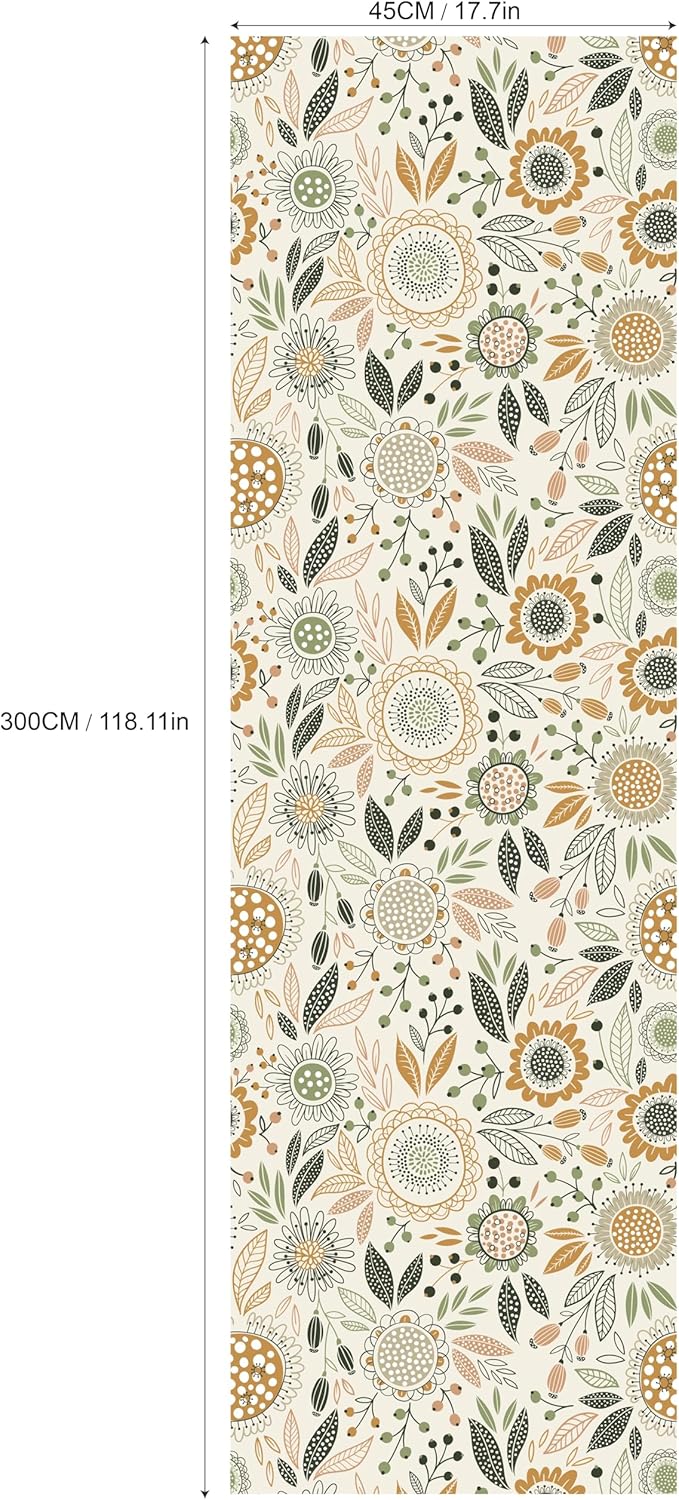 Boho Floral Garden Wallpaper/Peel and Stick Removable Wallpaper Home Decor Wall Art Wall Decor Room Decor (17.7''x118'')
