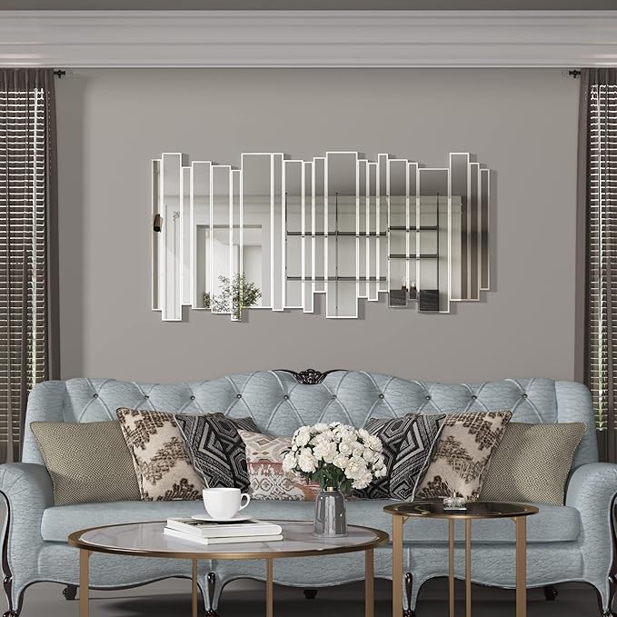 Decorative Mirrors for Wall Decor Large Mirrors for Wall Decor Living Room Silver Mirrors 24×47 inch (Silver)