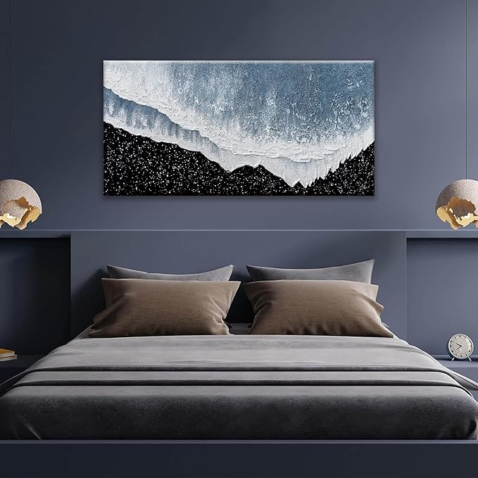 KUPTEU Canvas Wall Art Decor Modern Canvas Wall Art For Living Room Large Beach Wall Art Prints Artwork for Walls Black and White Wall Art Decor Bedroom Office Kitchen Wall Decor 24" x 48"