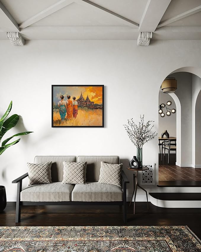 Myanmar Art Print Poster, Asia Oriental Countries Culture Wall Art Asian Paintings for Bedroom Bathroom Living Room Decor 97 (Myanmar, 16 x 20 inches, Unframed)