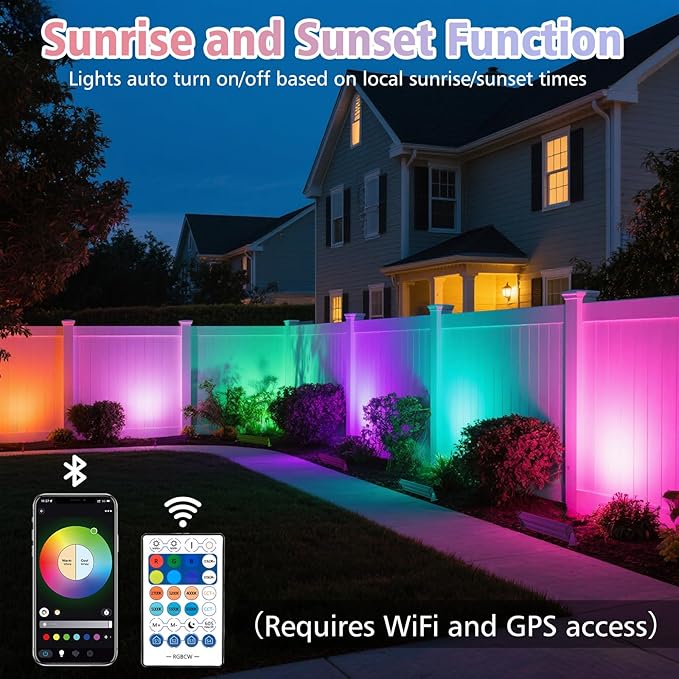 T-SUN 60W RGBCW LED Wall Washer Lights, Dimmable Waterproof Music Sync Light Bars with APP & Remote Control, Outdoor Wall Lamps for Party, Stage & House Decoration(2 Pack)