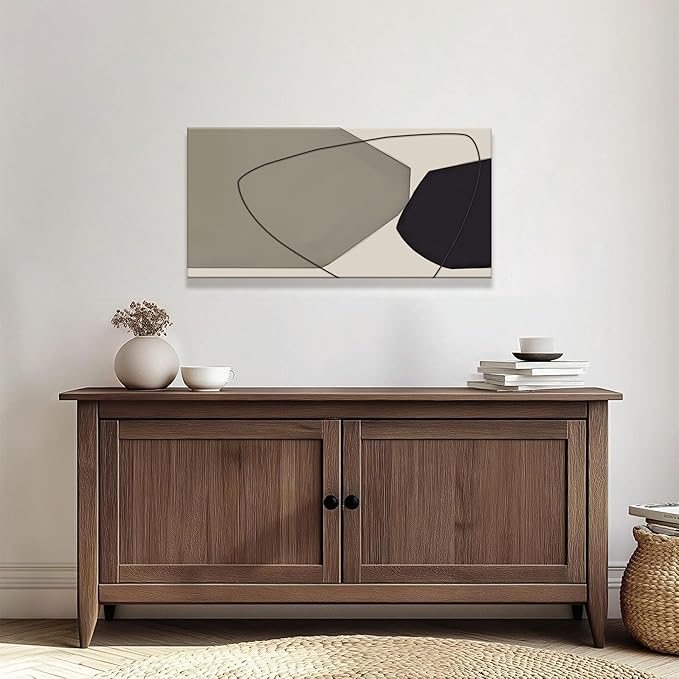 Abstract Wall Art Decor Canvas Art Wall Decor Minimalist Wall Art Geometric Color Block Canvas Artwork Paintings Black And Grey White Wall Art Modern Bedroom Art Office Home Decor Wall 20"X 40"