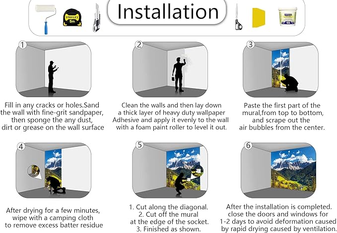 Nature Lanscape Mountain Wallpaper Mural Bedroom Livingroom(Not Self-Adhesive)