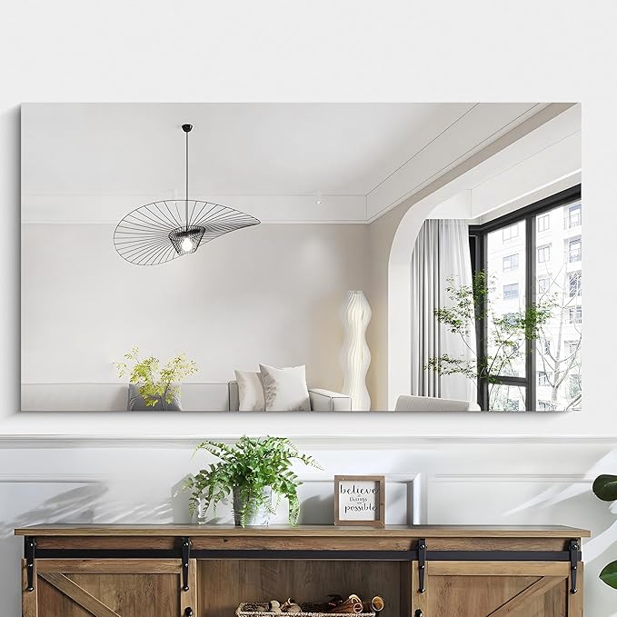 KOCUUY Large Frameless Mirror, 55x30 Inch Rectangle Bathroom Vanity Mirror for Over Sink, Upgraded Shatterproof Unframed Design for Bedroom, Living Room, Entryway