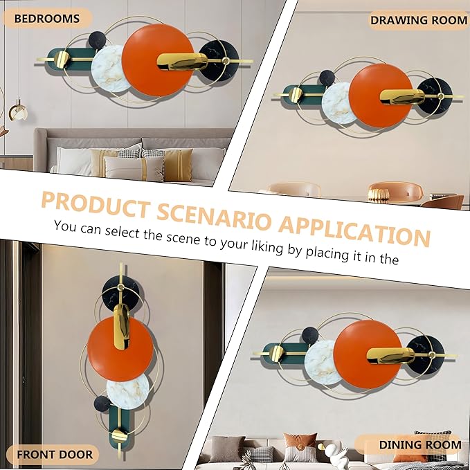Metlzks Modern Metal Wall Decor,Handmade Circles Geometric Wall Sculptures,Orange Abstract Metal Wall Art for Bedrooms, Dining Rooms, Living Rooms, Corridors And Offices.(60''Lx24''W)