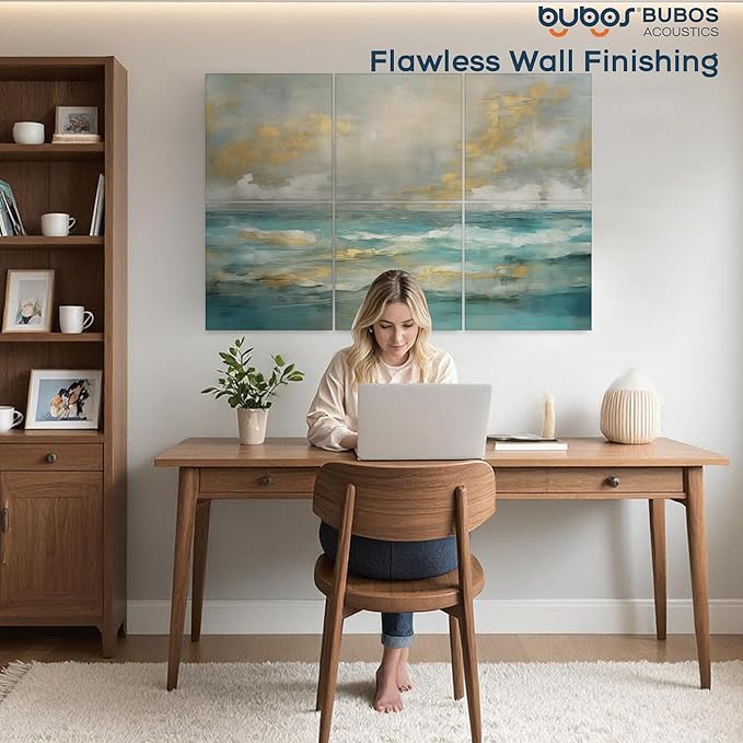 BUBOS 6 Pack Art Acoustic Panels Soundproof Wall Panel,70.8X47.2 Inches Large Sound Absorbing Panel,Self-Adhesive Decorative Acoustical Wall Panels, Acoustic Treatment for Home Office（Foggy Sea）