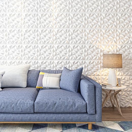 Art3dwallpanels 33 Pack 3D Wall Panel for Interior Wall Décor, PVC Textured Wall Panels, Modern 3D Wallpaper, White