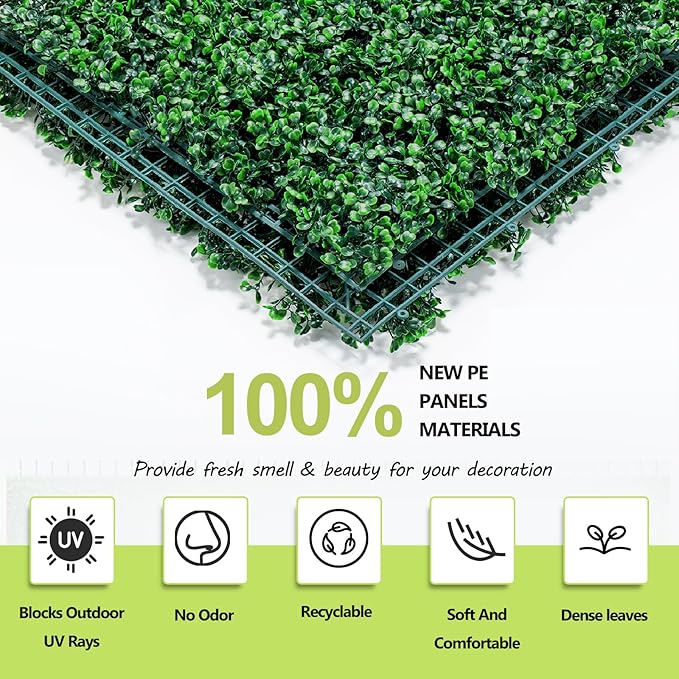 AOKIE 48x120 in Artificial Grass Roll Wall(40 sq ft), Boxwood Hedge Wall Panels UV-Anti Grass Backdrop Wall Decor, Greenery Privacy Hedge Screen for Indoor Outdoor Patio Balcony, Party Garden Fence