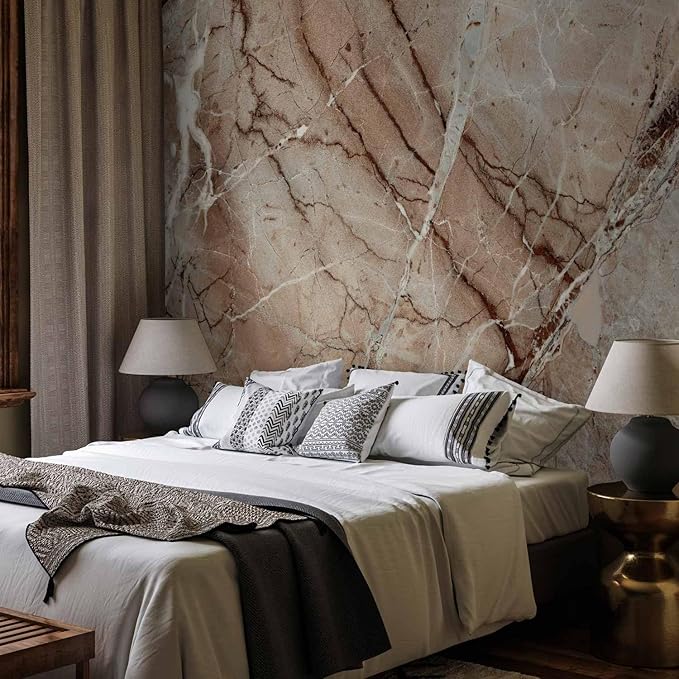 artgeist Wall Mural Stone 116x83 in - Peel and Stick Self-Adhesive Wallpaper Removable Large Sticker Foil Wall Decor Print Picture Image Design Faux Concrete Marble Like Beige f-C-0484-a-a