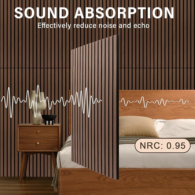 2-Pack Wood Slat Panels for Walls 23.6x47.2in, Oak Sound Panels Noise Reducing Acoustic Wall Paneling, 3D Fluted Wainscoting Panels for Interior Decor