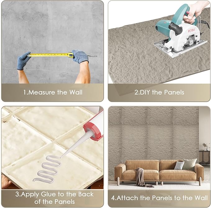 5-Pack 3D Faux Stone Wall Panels, PU Cement-Texture Wainscoting Panels for Interior Walls – Waterproof & Lightweight, Covers 38.7 Sq.Ft, 47.2" x 23.6", for TV Wall, Living Room,Cement Gray